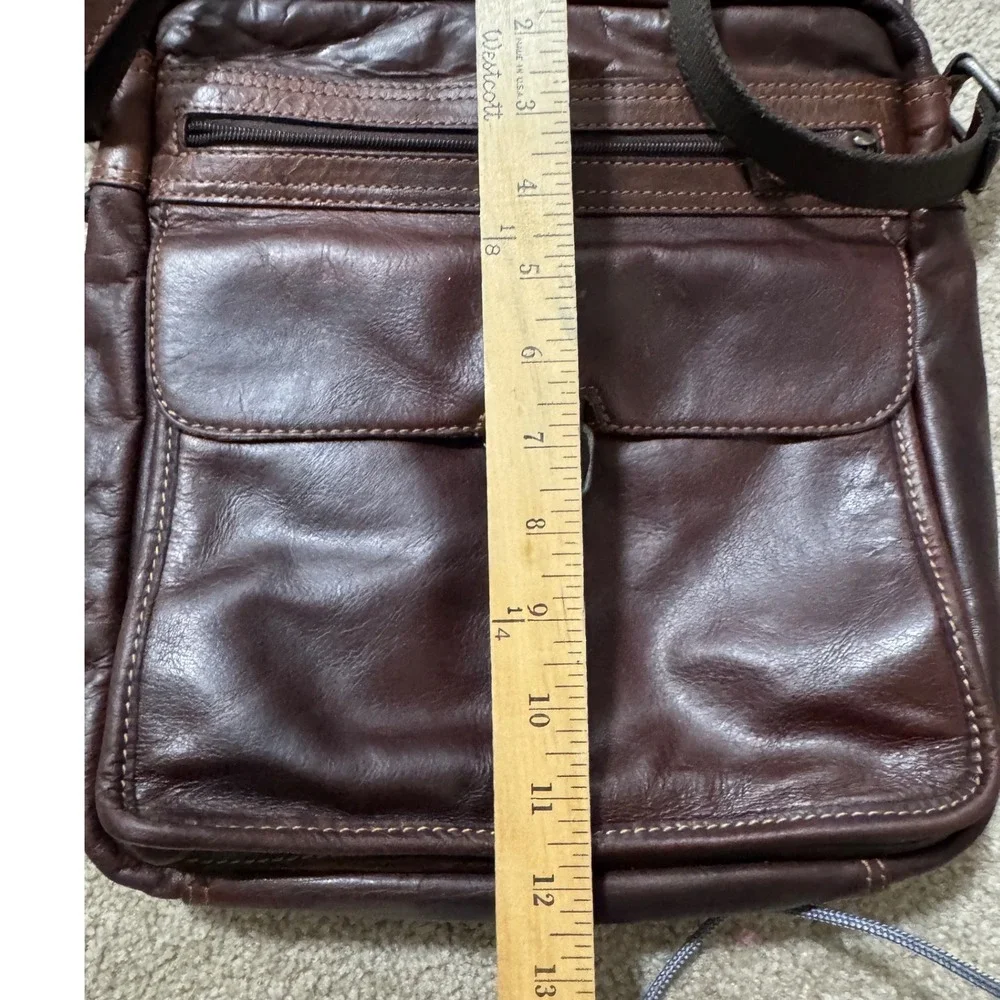 Jack Georges Voyager 7205 Brown Buffalo Leather Messenger Crossbody Bag